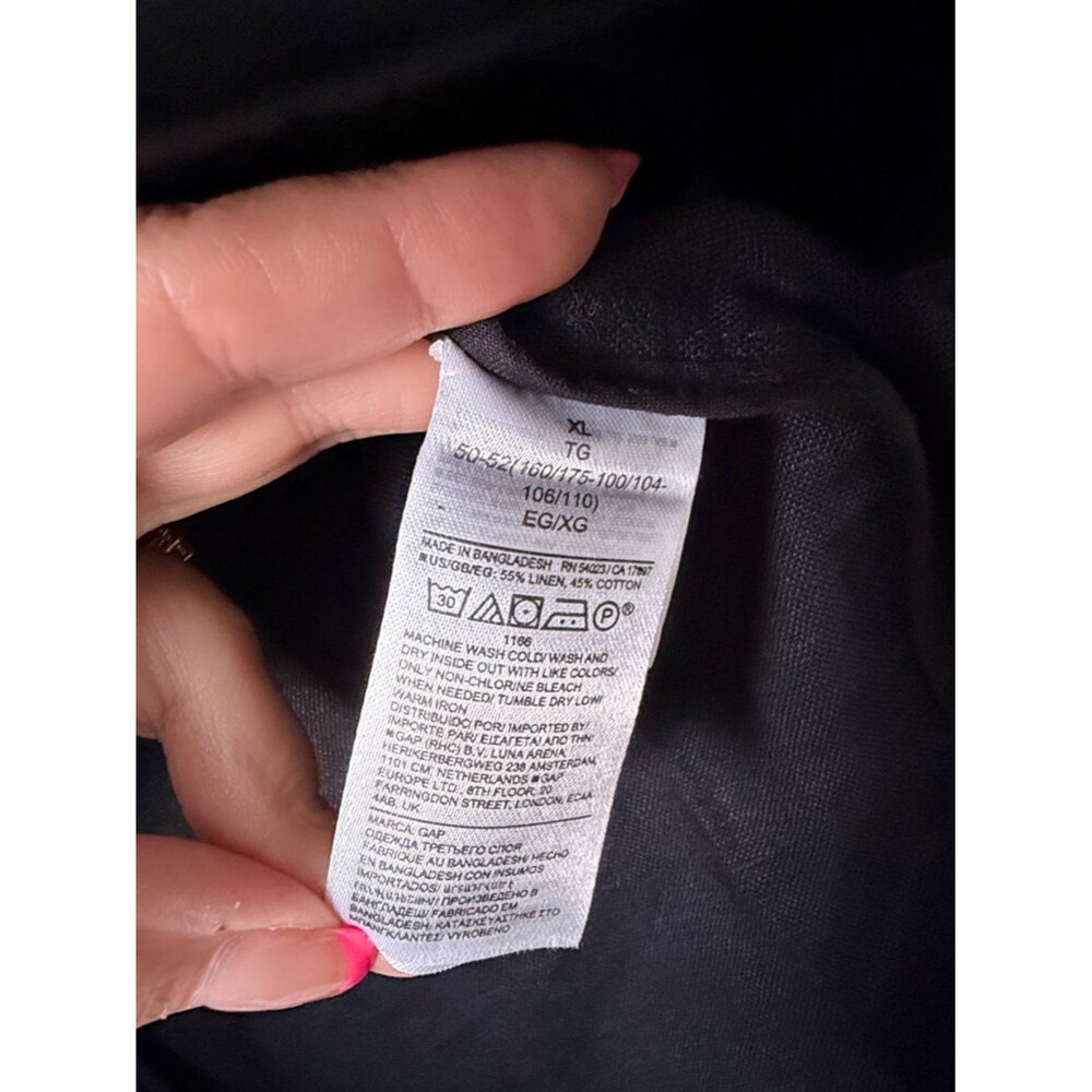 GAP Black Linen Blend Gold Button Blazer Sz XL - Picture 6 of 7